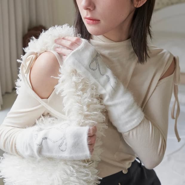 더블힙스 리본 앙고라 암워머