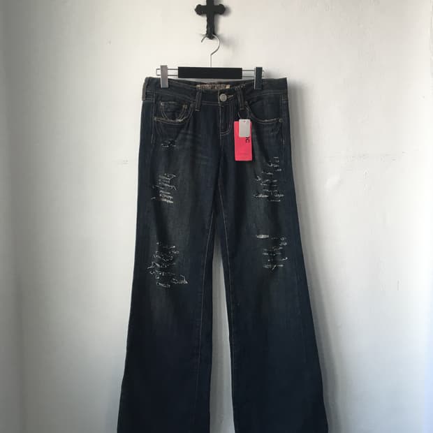 Damage point denim pants