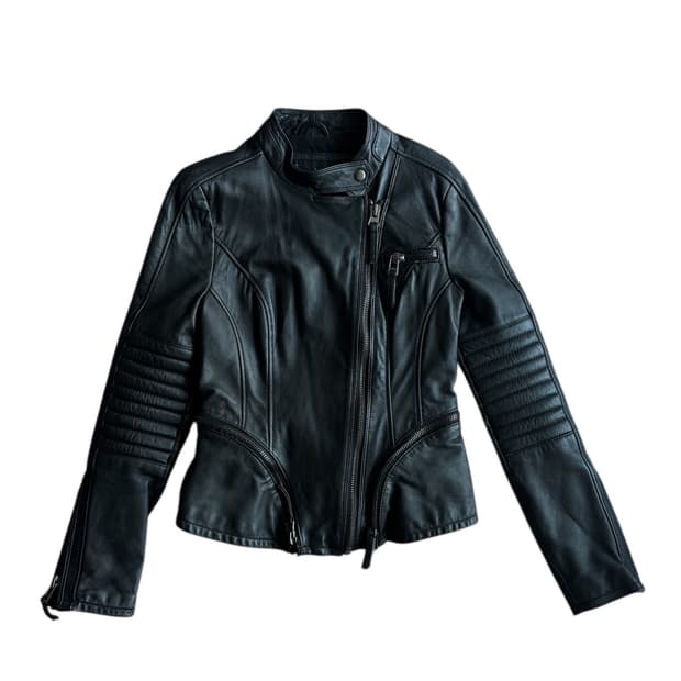 [램스킨] ZARA 퀼팅 슬림핏 바이커 레더자켓