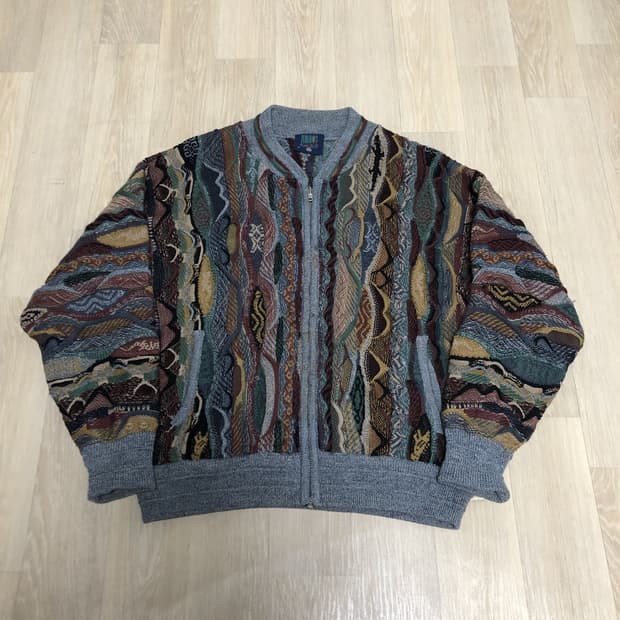 (M) 림노스 limnos 호주산 퓨어울 3D 패턴 집업 니트 가디건