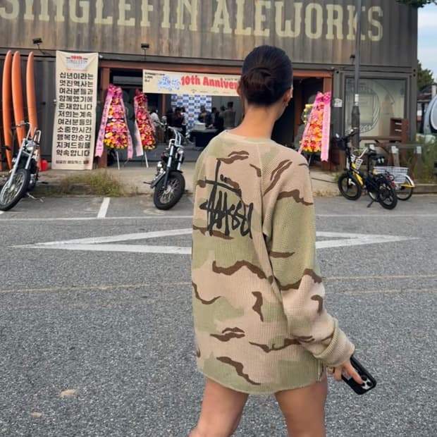 스투시 와플 레글런 니트 샌드카모 XL 새제품