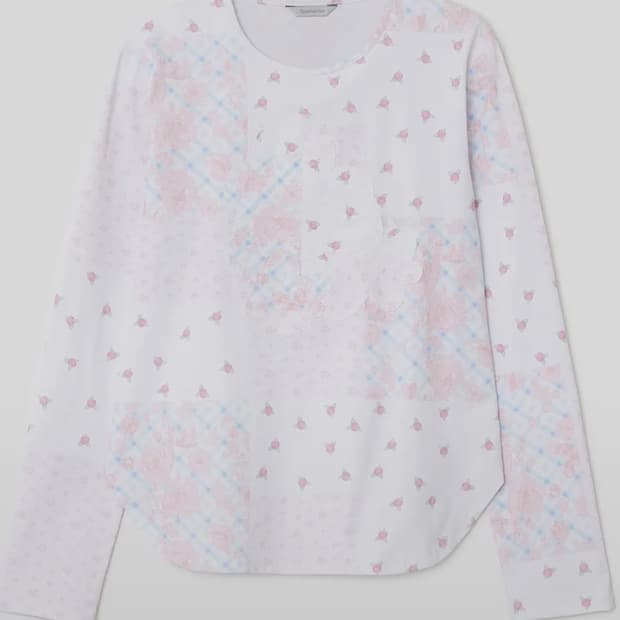 Flower Appliqué Curve Top [Pink]