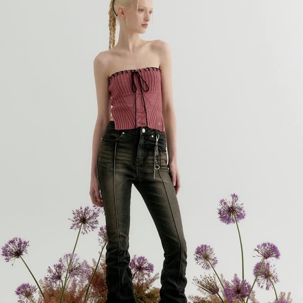 Shirring Point Slim Denim Pants