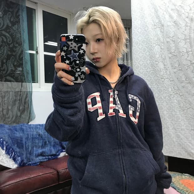 갭 성조기 기모 후드집업 