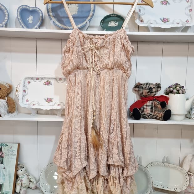 레이스 캉캉 스트랩 원피스