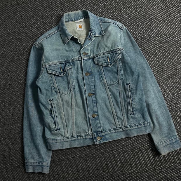 90s 칼하트 워시드 데님 트러커 자켓y 3821
