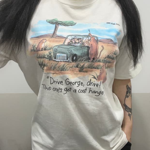 80~90s USA The Far Side 아트워크 싱글 스티치 반팔