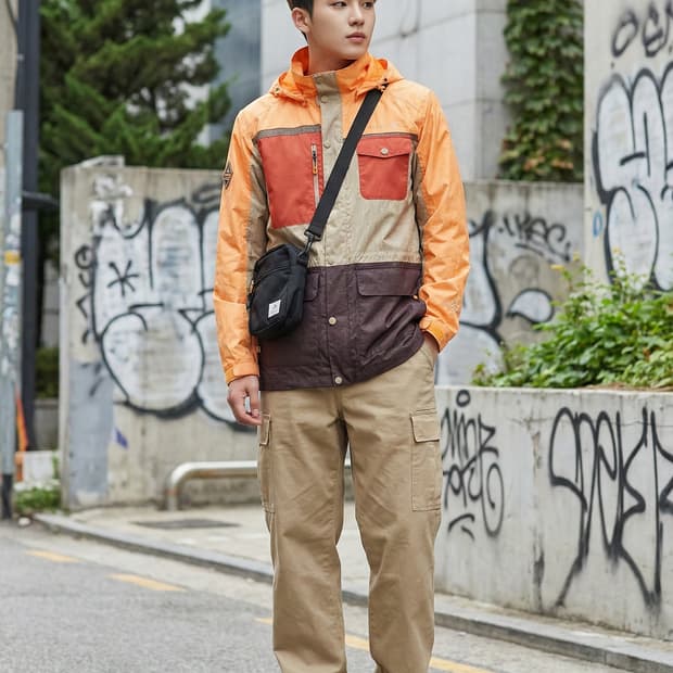 MERRELL 머렐 정품 멀티 포켓 컬러블록 바람막이 자켓