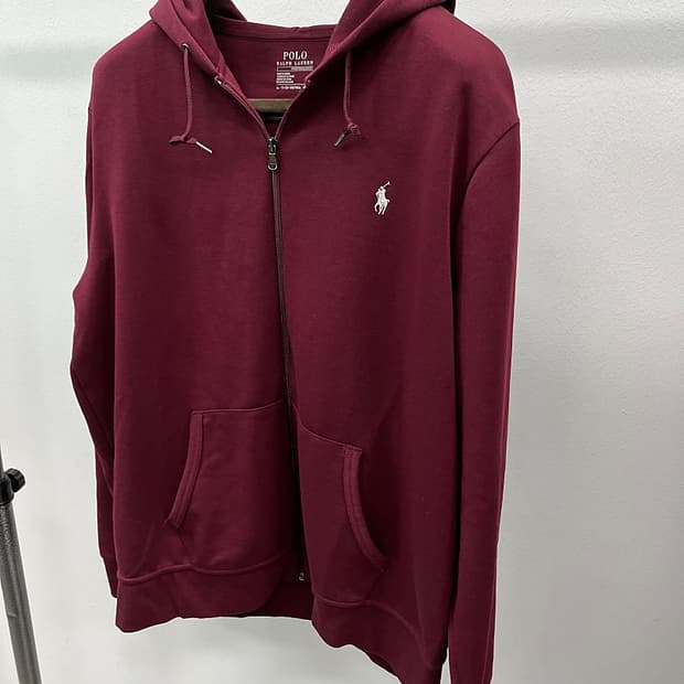 110) 폴로 버건디 후드집업 