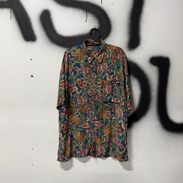 Pierre Cardin 피에르가르뎅 100% 레이온 하와이안 반팔 셔츠