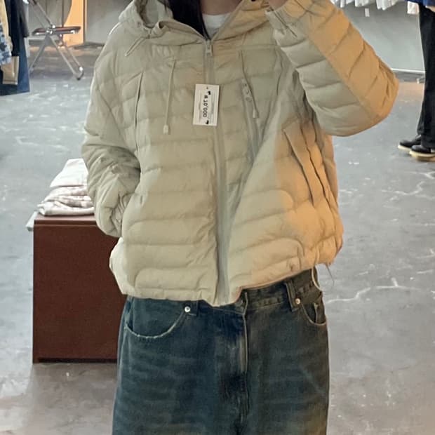 빈티지 라이트베이직 후드 경량패딩 H1418