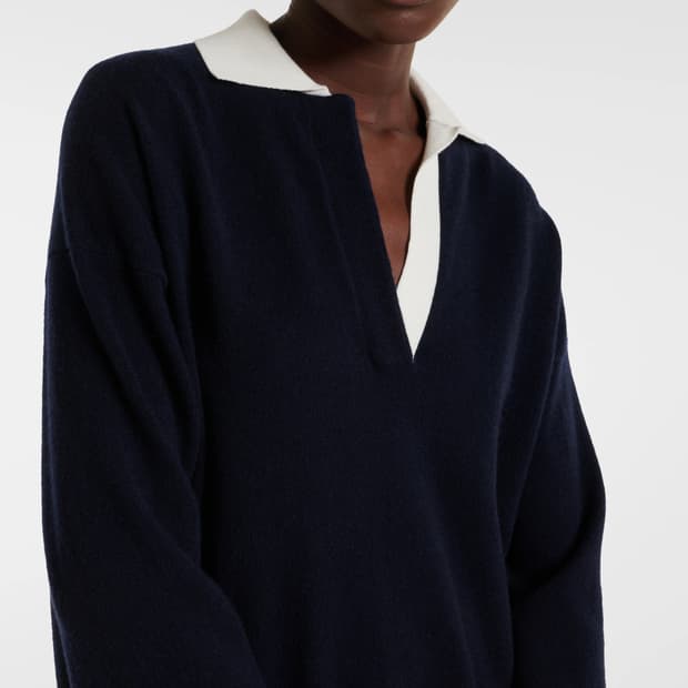 (정품)빈스 VINCE 네이비 여성 폴로니트