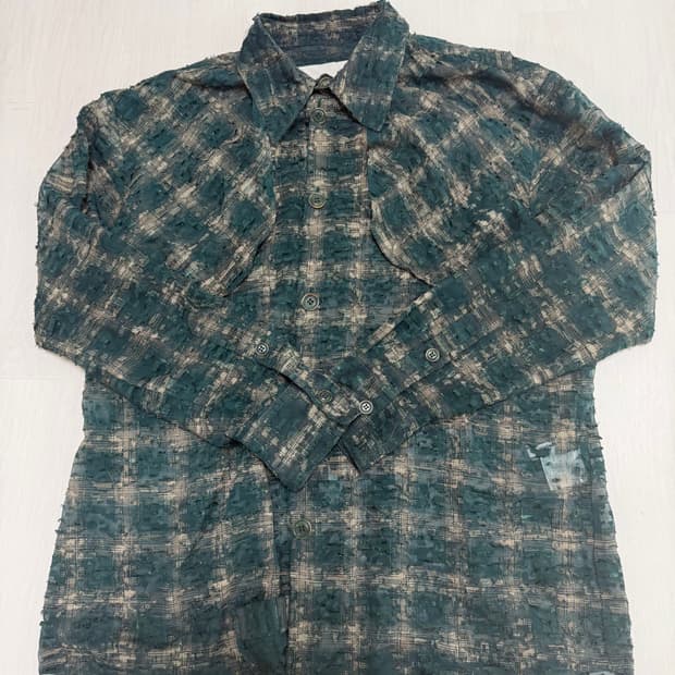 앤더슨벨 왓셔 쉬어 체크셔츠 그린 L