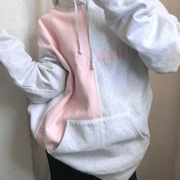 Supreme 슈프림 17FW 그레이 핑크 아치로고 후드