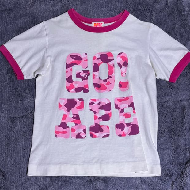 베이프 핑크 카모 반팔 링거티