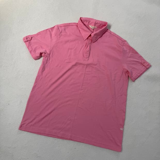 100 빈티지 핑크 반팔 카라 티셔츠 0423T