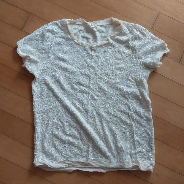 제이크루 아이보리 스팽글 반팔티