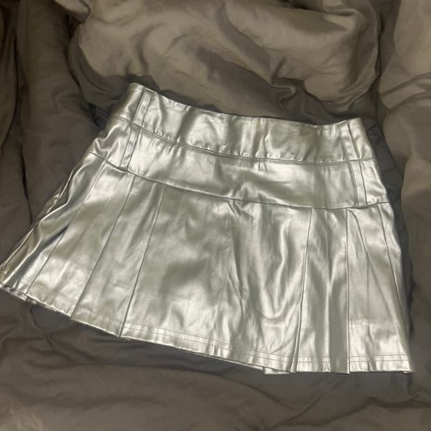 빈티지 실버 가죽 테니스 미니스커트