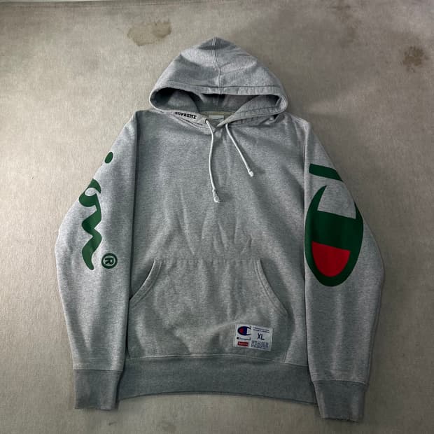 100 슈프림 챔피온 아치 스펠로고 후드티