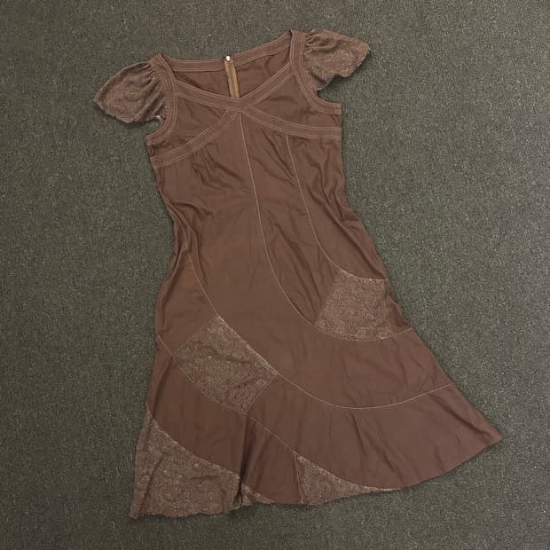 158)Japanese vintage 여성 펀칭 디자인 롱 원피스