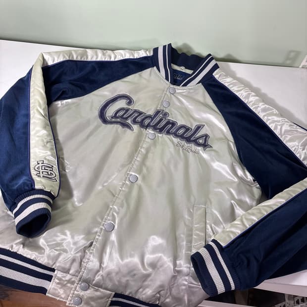 95-100 MLB 실버 벨벳배색 세인트루이스 바시티자켓