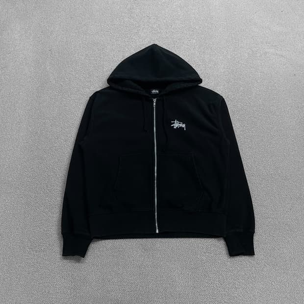 스투시 Stussy 베이직 로고 후드집업 블랙