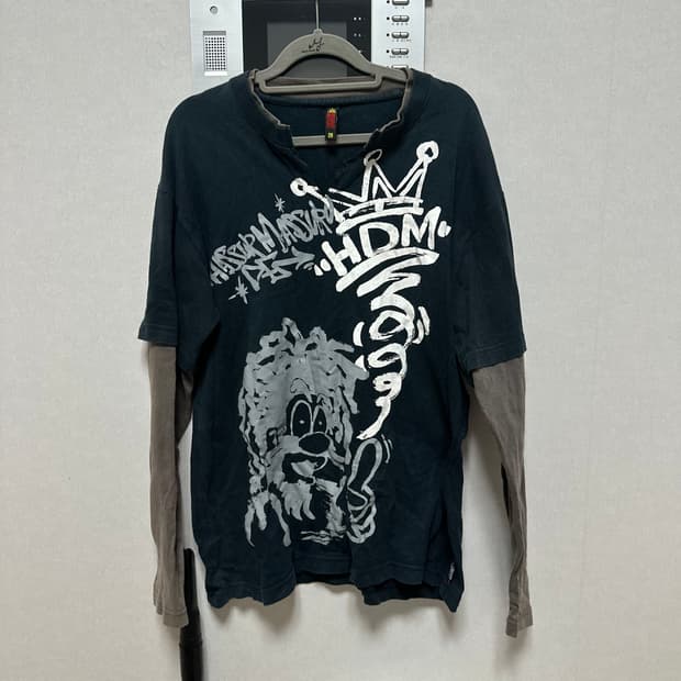 빈티지 프린팅 레이어드 롱슬리브