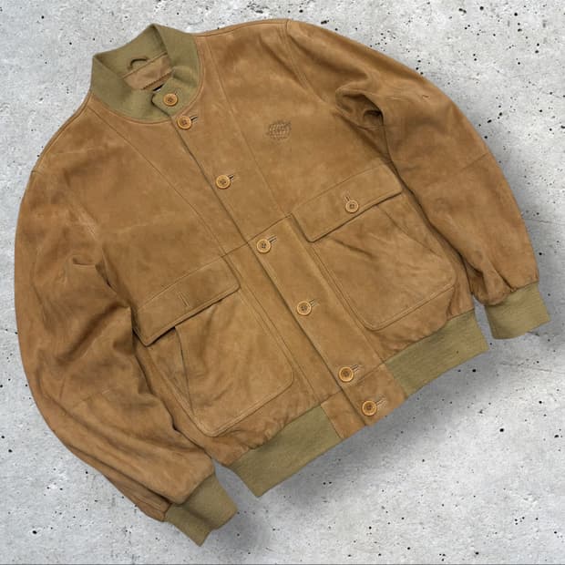 [L] 90s PETROFF 스웨이드 봄버 레더 자켓 브라운 B703