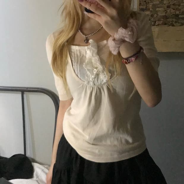 JPN Vintage 로걀 라떼갸루 레이어드 니트