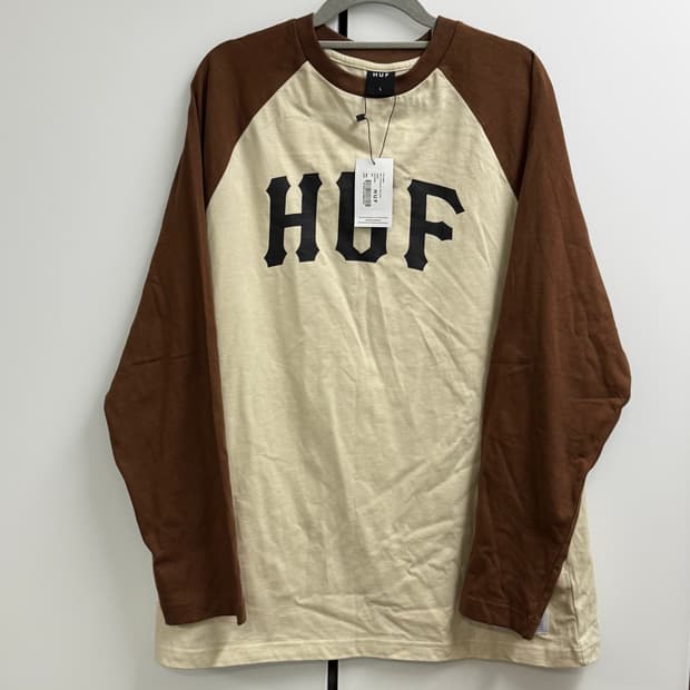HUF 허프 25SS 래글런 긴팔 티셔츠 베이지 브라운 L(새제품)