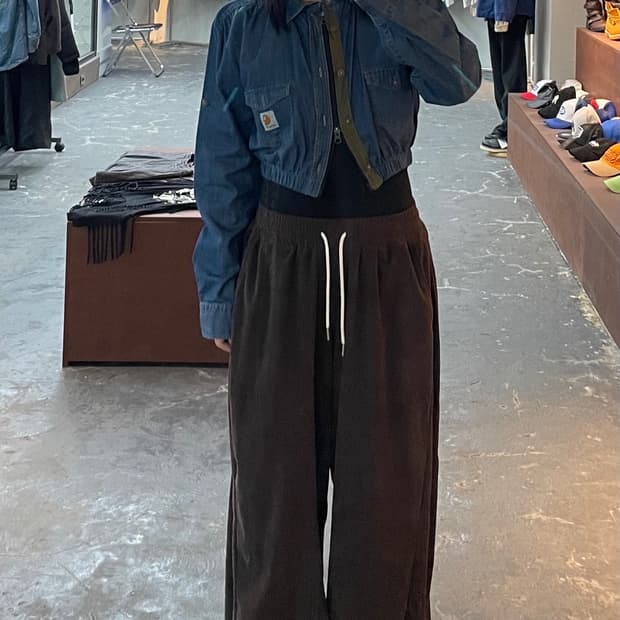 칼하트 커스텀 데님 크롭 셔츠 자켓 H1115