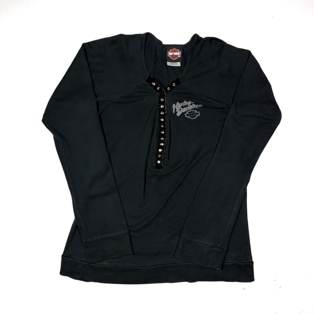 할리데이비슨 뉴캐슬 여성용 블랙 롱슬리브 L