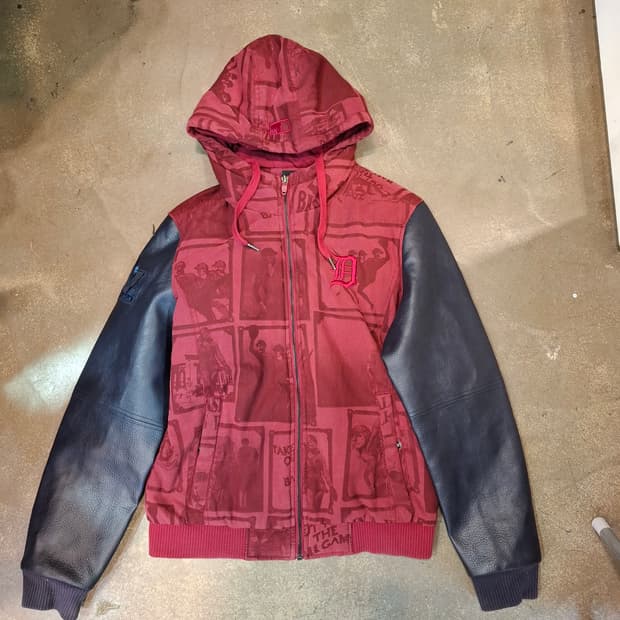 MLB 레더 후드 바시티 스타디움 자켓