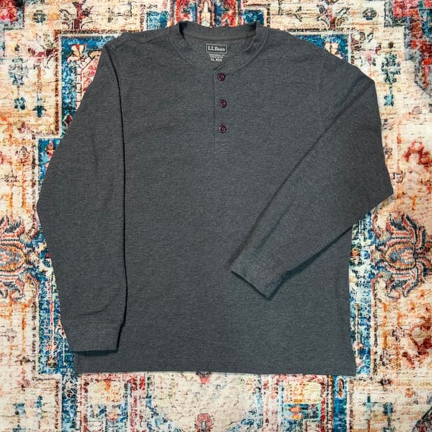 [2XL] 엘엘빈 차콜 헨리넥 와플 니트