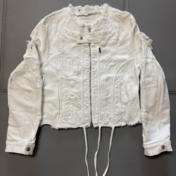 (L) (유일매물) 오토링거 위븐 크롭 박시 데님 자켓