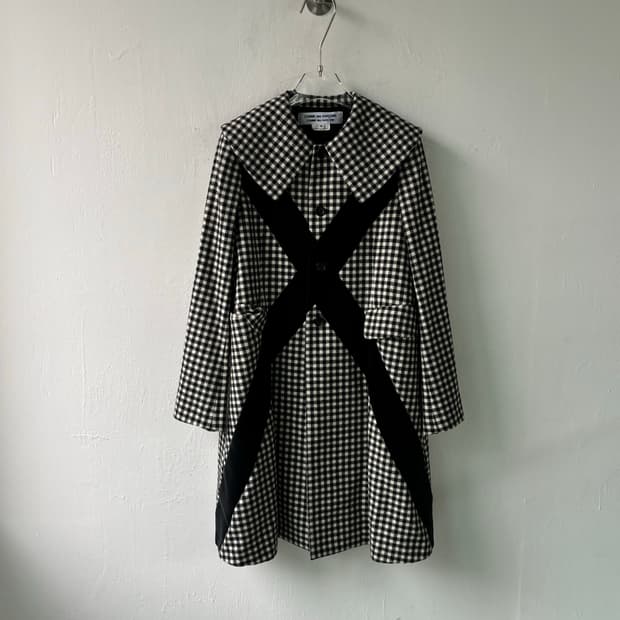 꼼데가르송 20ss 런웨이피스 깅엄 코트 