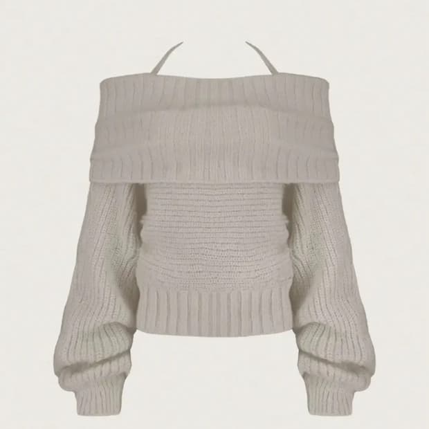 클리시어 워니하우스 팔레트 오프숄더 니트 마롱라떼