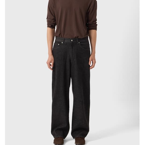 유스 와이드 데님 팬츠 블랙 M 