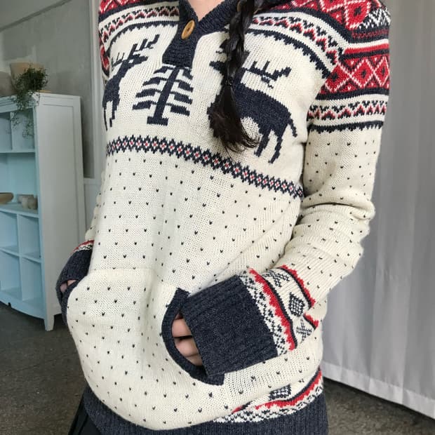 노르딕 디어 후드 니트