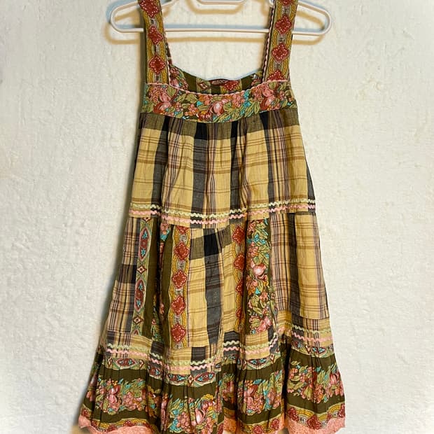 빈티지 모리걸 히피 패치 레이스 원피스