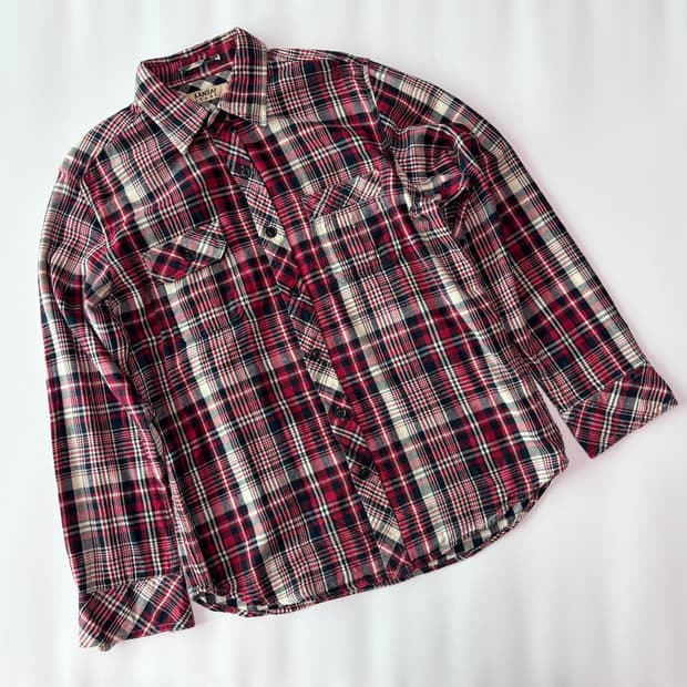 간사이 진스 헤리티지 레드 체크 워크 셔츠