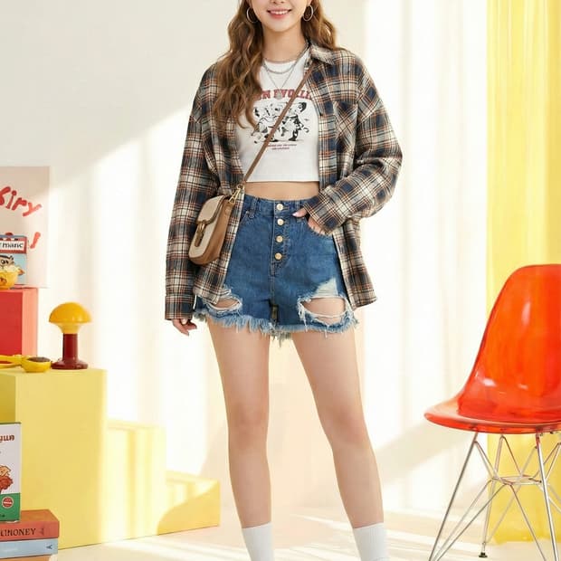 게스(GUESS) x 마릴린먼로 콜라보 하이웨스트 데님 숏팬츠