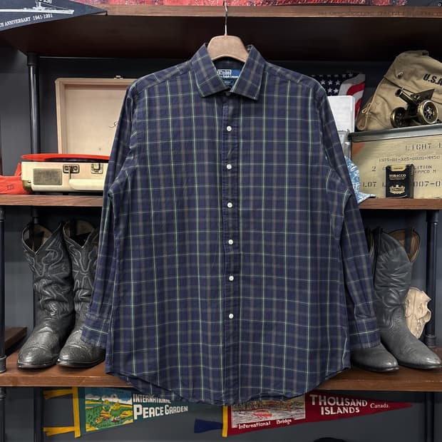 90s 폴로 랄프로렌 리젠트 클래식핏 윈도우페인 체크셔츠  N1104