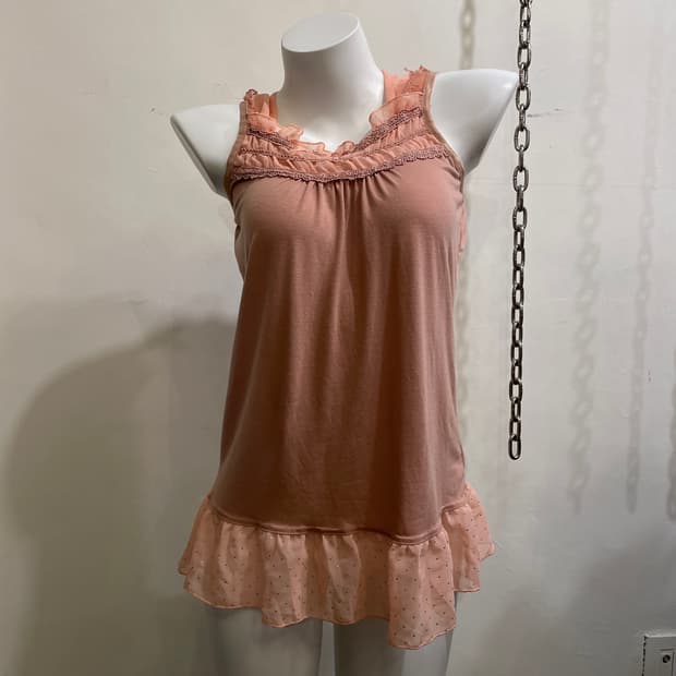 axes femme 엑시즈팜 홀터넥 리본 도트 큐빅 핑크 슬리브리스
