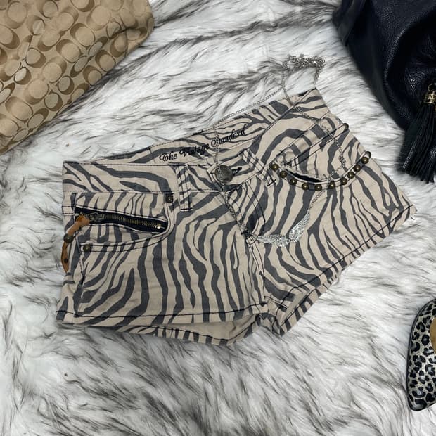 갸루 zebra 베이지 쇼츠 반바지