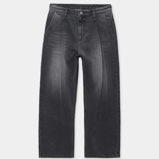 [쿠어] 워시드 원턱 라운드 데님 팬츠 L