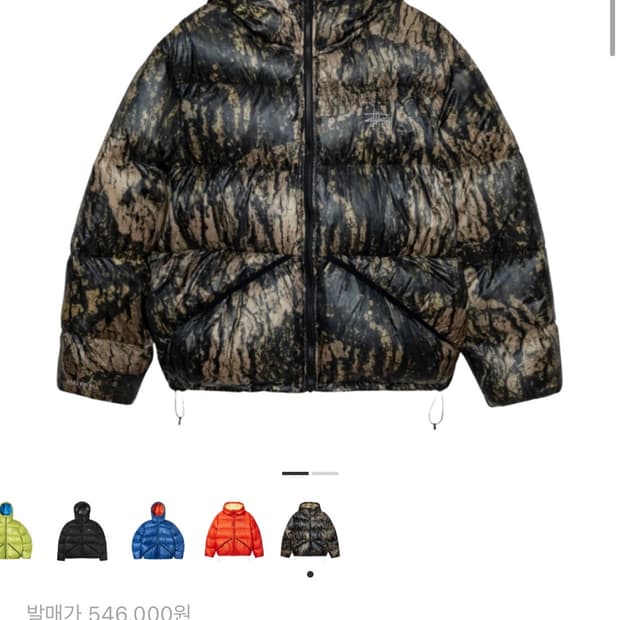 스투시 다운 파카 마이크로 립스탑 렐릭 카모 s