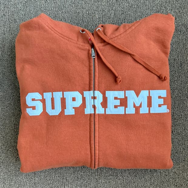 슈프림 컬리지에이트 아플리케 집업 후드 스웨트셔츠 러스트