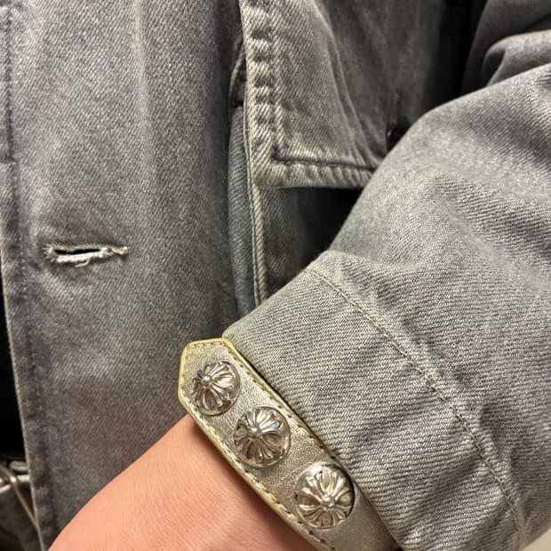 Chrome Hearts 실버 레더 브레이슬릿