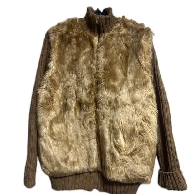 빈티지 브라운 퍼 골지 집업